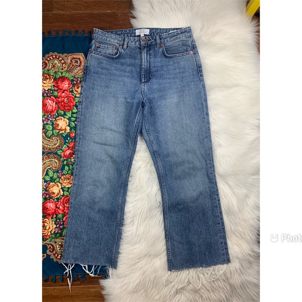 & Other Stories High Rise Frayed Straight Leg Jean